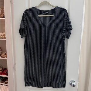 Madewell Black and White Pinstripe Shift Dress